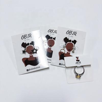 China Custom Recyclable Unique White Shiny Stud Necklace Earring Fashion Jewelry Display Hanging Packaging Paper Tags Earring Cards With Logo for sale