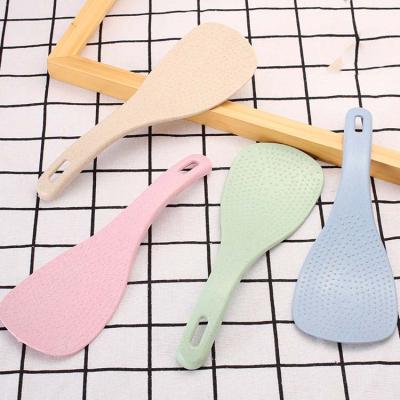 China Long Wheat Straw Spoon Non Stick Rice Cooking Spoon Rice Cooker Handle Viable Spoon for sale