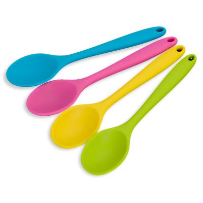 China Creative translucent high temperature stored kitchen solid color baby silicone mini spoons for sale