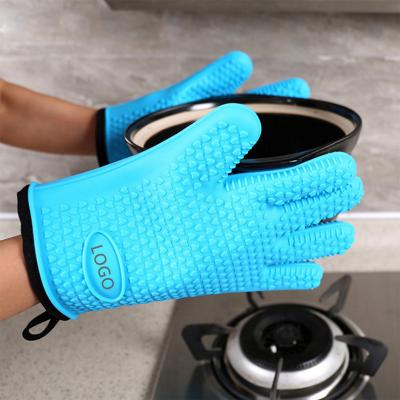 China Morden Fingers Food Grade Silicone Luxury Thick Kitchen Resistant Heavy Duty Hot BBQ Cooking Gloves for sale