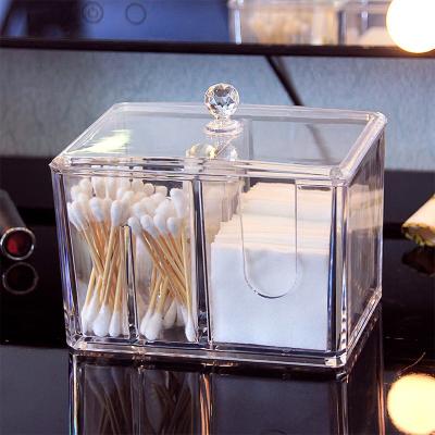 China Cotton Viable Acrylic Desk Piece Storage Box Cotton Finishing Home Transparent Storage Box for sale