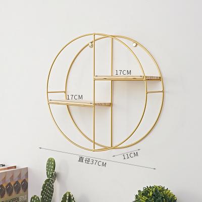 China Eco-friendly Art Modern Home Decor Wall Mounted Display Stand Metal Wood Wall Decoration Storage Rack With Light for sale