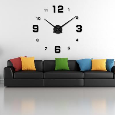 China Modern Design Radio Home Novelty Wall Sticker Large DIY 3D Clock Decorative Frameless Wall Clock for sale