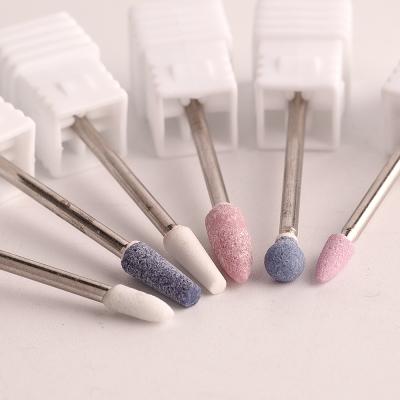 China Small 3/32 Inch Pink Stone Pumice Nail Drill Bit Cuticle Cleaning Ball Bit for sale