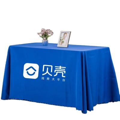 China High Quality Waterproof Table Cloth 100%, Thin Fit Table Cover Polyester Thermal Transfer Spray For Trade Show for sale