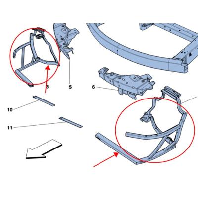 China Front Chassis 82520600 For Ferrari 458 Spider Italy Front Radiator Frame Cage Right Lattice for sale