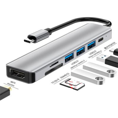 China ABS+Aluminum Combine New 7 in 1 USB 3.0 USB 3.0 Multi Port USB C Adapter USB C Port Hub Laptop Docking Station PD Card Reader Hub VS for sale