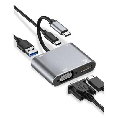 China ABS+Aluminum Alloy High-Speed ​​4 in 1 Hub USB C Hub 4 in 1 Multifunctional Device Docking Adapter for sale