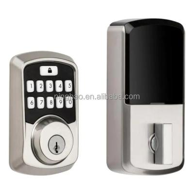 China Entrance. Privacy Satin Nickel Smart Door Lock with Code Blue Digital Electronic Smart Lock User Alarm Tooth Deadbolt Smart Lock Set for sale