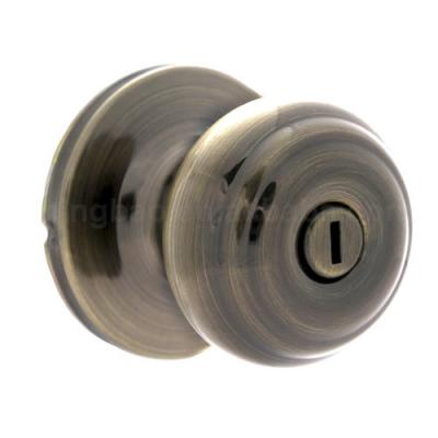 China Bathroom Modern Antique Brass Tubular Round Bedroom Door Knob Handle Bed Privacy Door Knob Keyless Lock Set for sale