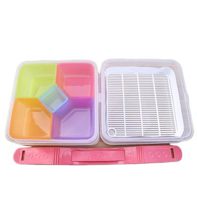 China Large Stocked Portable Colorful Plastic Picnic Lunch Box 10 Compartments for sale