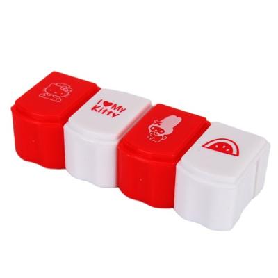 China Mini Food Grade Custom Logo Eco Friendly One Day Cute Detachable 4 Compartment Pill Box Lovely for sale