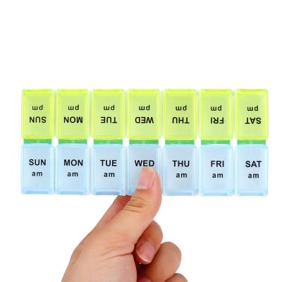 China PP Food Grade One Week 14 Compartment Pill Organizer Detachable Case Plastic Pill Box for sale