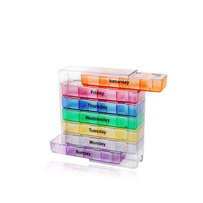 China Weekly Colorful Plastic Medicine Storage Box Business Gift Pill Pill Organizer for sale