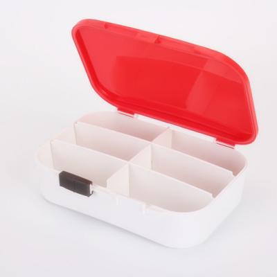 China Cute Combination Vitamin Organizer 6 Compartments Lock Business Gift Tall Pill Container Saltty Pill Case for sale