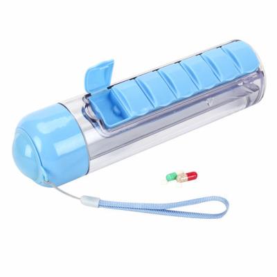 China Travel. Advertising Water Bottle With Box Pill Organizer Plastic Drinking Bottle With Pill Box for sale