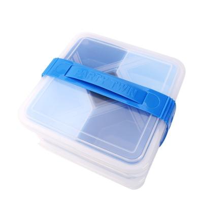 China Sustainable 4 Compartment Sealed Portable Microwave Lunch Container Plastic Box Food Container Storage for sale