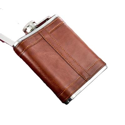 China High Quality Metal Durable And Stainless Steel PU Hip Flask for sale