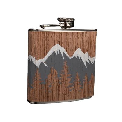 China High Quality Custom Stainless Steel Metal Cover Widely Used Wooden Hip Flask for sale