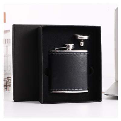 China Promotional Metal Matte Black Hip Flask Set With Solid Gift Box , Portable Hip Flask for sale