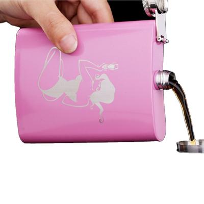 China 8oz Metal Rose Stainless Steel Women Coating Hip Flask For Lady for sale