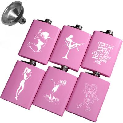 China Metal alcohol 8 oz stainless steel hip flask coated and laser engraved for sale