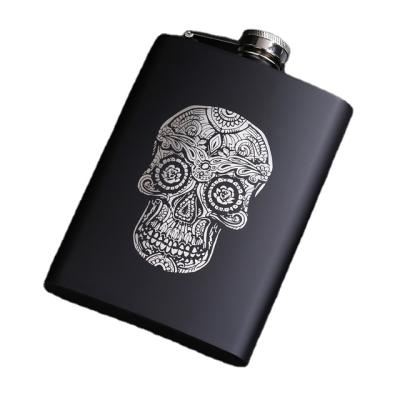 China Custom Metal Low Price Guaranteed Quality Matte Black Hip Flask With Laser Logo for sale