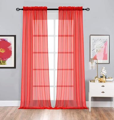 China Blackout 2 Panels Solid Color White Sheer Window Curtains for sale