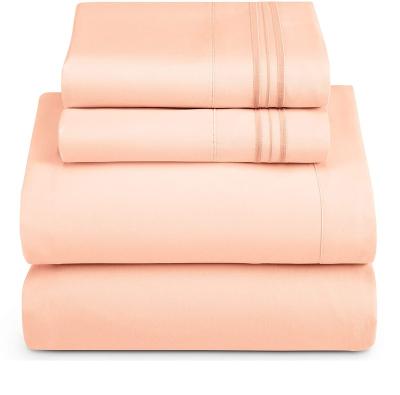 China European and American Style Microfiber Sheet Polyester Nondisposable Brush Sheet Set Ready to Ship Peach Color for sale