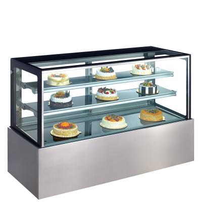 China High Quality Air Conditioner Square Cake Chiller Display In Cake Bakery Curved Glass Refrigerated Display Cabinet for sale