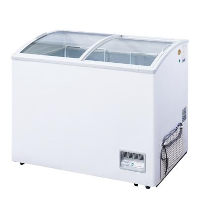 China Popular Single-temperature Sliding Glass Door Ice Cream Display Freezer Curved Deep Fridge Chest Freezer for sale