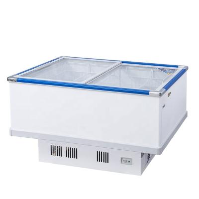 China Single-temperature Static Cooling Commercial Supermarket Display Island Freezer with Sliding Glass Door for sale