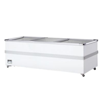 China Commercial Glass Frozen-food Seafood Display Stage Single-temperature Chest Single-door Bottom Island Freezer for sale