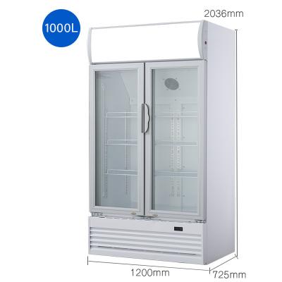 China Single-temperature Single-temperature Glass Door Commercial Refrigerator Factory Door 2 Door Beverage Display Cold Fridge Freezer for sale