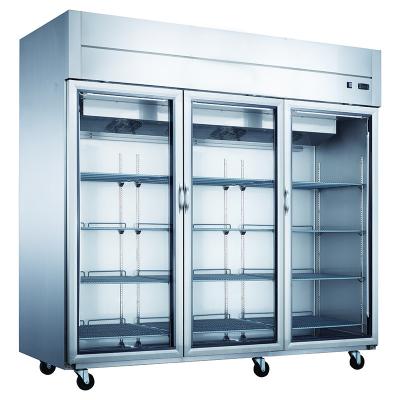 China Stainless Steel Large Volume Clear Glass Upright Freezer Single-Temperature Upright Chiller Refrigerator for sale