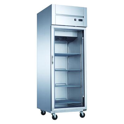 China Single-Temperature Single Transparent Glass Door Refrigerated Freezer Straight Single Door Upright Refrigerator for sale