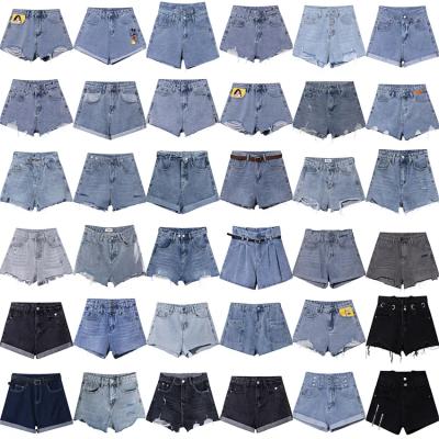 China Sexy new design high waist viable denim shorts cut out loose wide leg with rough edges summer jeans abbreviation women for sale