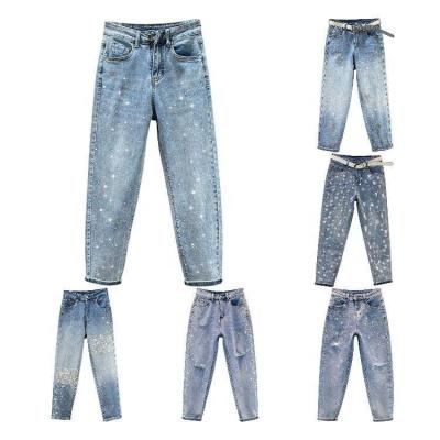 China Sustainable Customized Denim High Waisted Wide Leg Pants Denim Womens Trousers Womens Jeans for sale