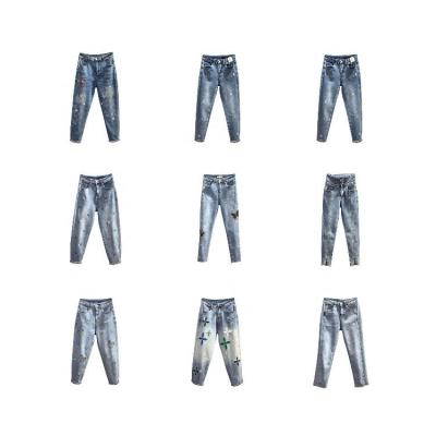 China New Summer Sustainable Women's Denim Jeans Soft Embroidered Wide Leg Women's Denim Jeans for sale