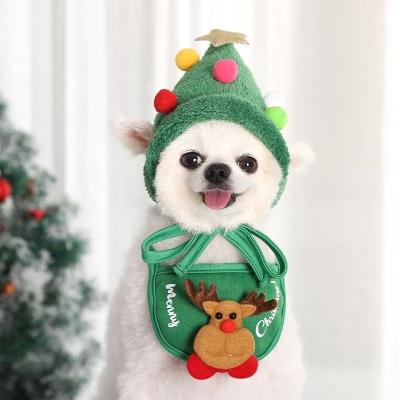 China Stocked Autumn and Winter Dog Christmas Clothes Cat Lipstick Teddy  Pomeranian Pet Dressing Christmas Hat Pet Neck for sale