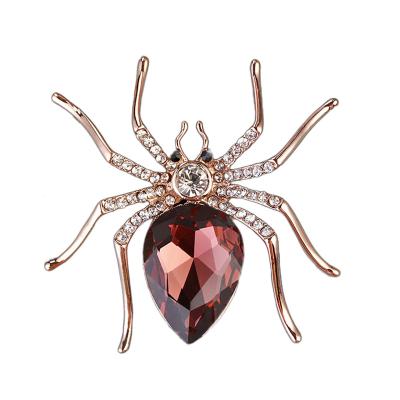 China High-end pink spider gold diamond brooch accessories personality exaggerated brooch crystal brooch cloth decoration for sale