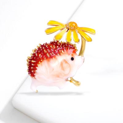 China Small Hedgehog Scarf Brooch Oil Drop Buckle All-match Silk Cute Brooch New Cloth Decoration Cartoon Brooch for sale