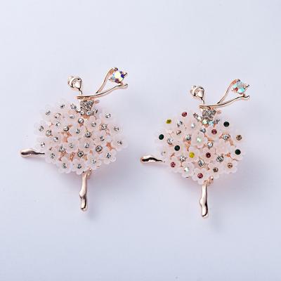 China Ballet girl hot cloth decoration sales crystal brooch personalized flower brooch fashion rhinestone creative brooch for sale