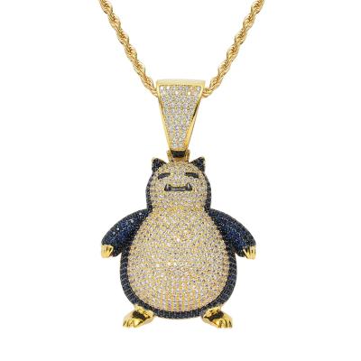 China New Copper Inlaid Zirconia Pet Necklace Hip Hop Cartoon Necklace Pendant Fashionable Environmentally Friendly Kabi Beast Necklace for sale