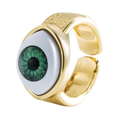 China FASHIONABLE Open Eye Ring Shell Heart Ring Fashion Micro Inlaid Round Zircon Ring Gold Plated for sale