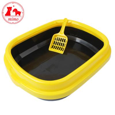 China Sustainable Cat Litter Box Pan Semi-closed Pet Cat Litter Tray Toilet Box Cat Litter Tray Pan with Spoon and Door for sale