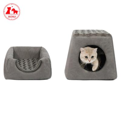 China 2 Viable Colors 2 Foldable In 1 Sofa Cat Bed Cave House Sleeping Soft Bag For Hamster Squirrel Pet Small for sale