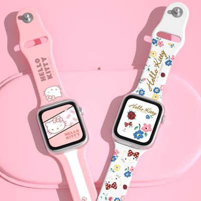 China Embellish Cute Printed Watch Band For Apple Watch 4 Se 5 6 Watch Wrap Silicone Strap For iwatch 38/44mm for sale