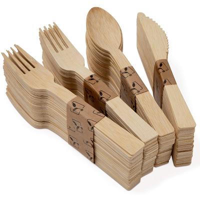 China Eco-Friendly Disposable Biodegradable Wooden Cutlery Spoon Forks And Knives Bamboo Kitchen Set for sale