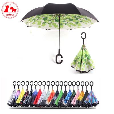 China Folding Drop Shipping Reverse Umbrella Double Layer Inverted Sun Rain Car Windproof Umbrella Also For Women Man Anti UV for sale